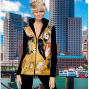 Oversized Hand Painted Vest Safari Animals One Day Shipping